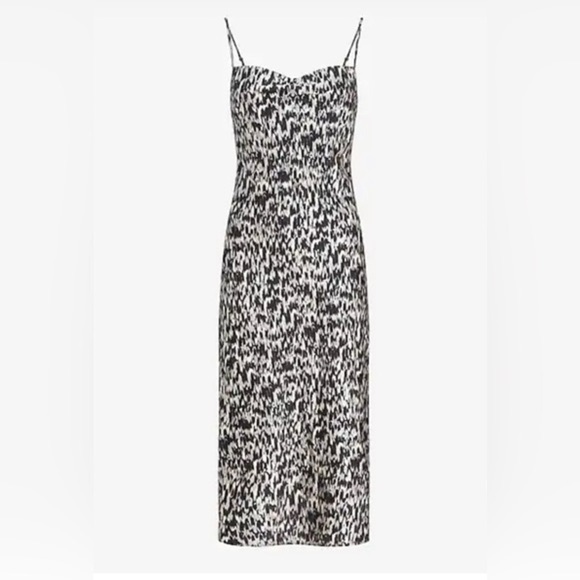 ✨Express✨ Abstract Print Satin Cowl Neck Midi Slip Dress - Picture 1 of 11